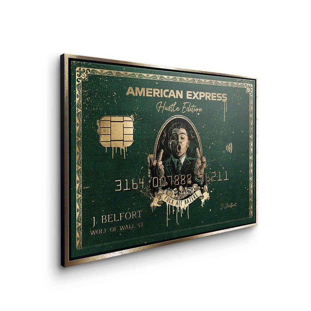 Edition silberner Blau, DOTCOMCANVAS® American Wall Express Street Amex Leinwandbild Leinwandbild, Hustle schwarz Rahmen
