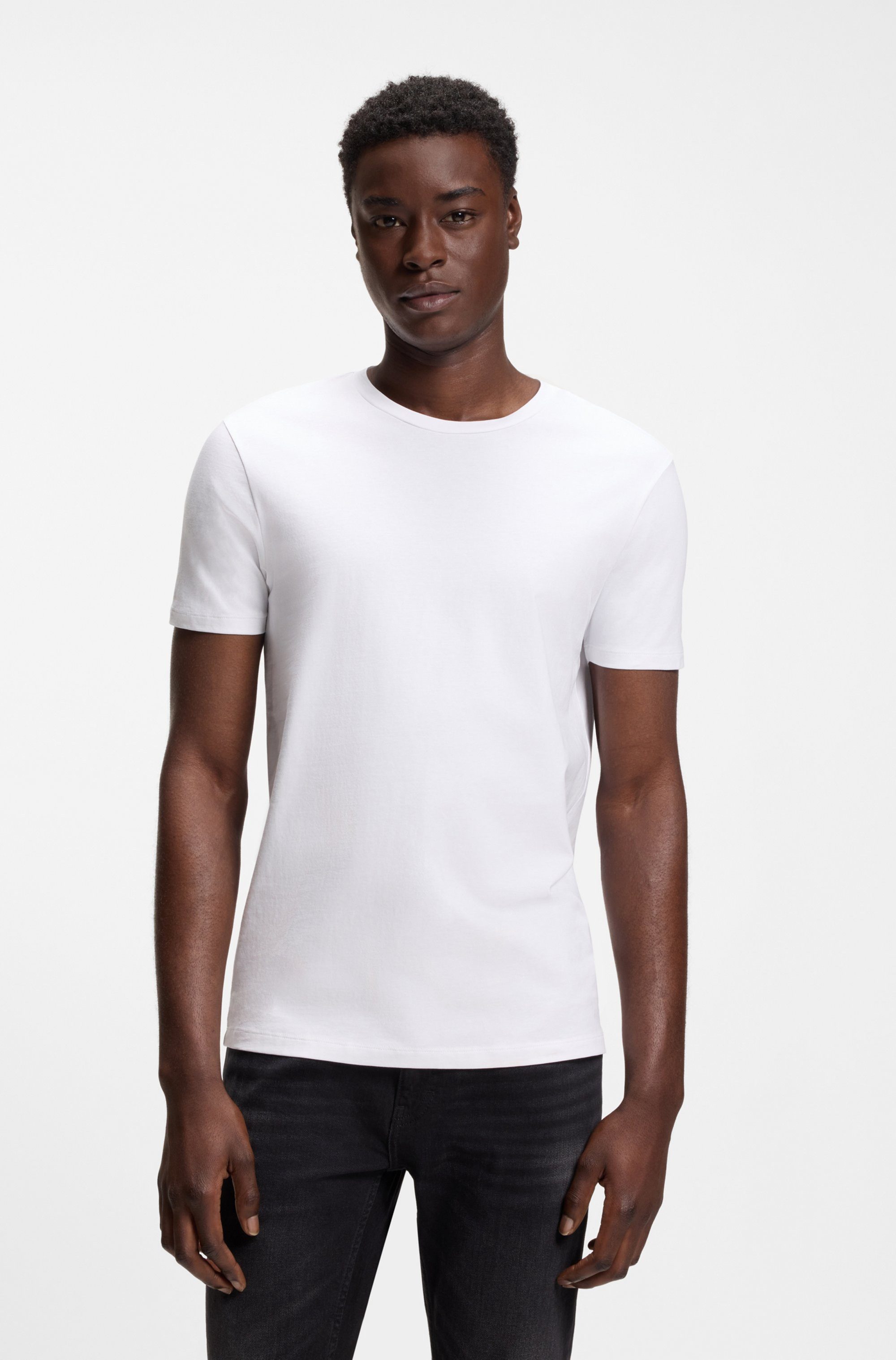 HUGO T-Shirt HUGO-Round (Packung, 2er) Rundhalsausschnitt, Slim-Fit, HUGO Logo-Druck