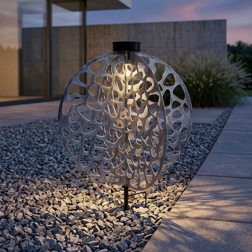 GLOBO LIGHTING LED Solarleuchte, LED-Leuchtmittel fest verbaut, Warmweiß, LED Solarlampe Erdspieß orientalische Dekoleuchte Gartenlampe