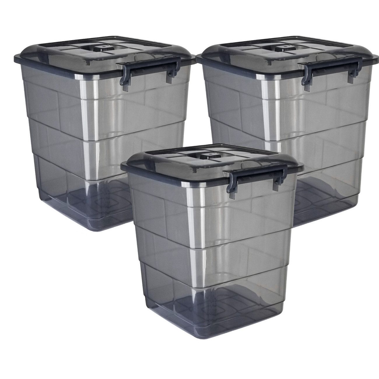 EBUY Aufbewahrungsbox Set mit 3 Aufbewahrungsboxen aus Kunststoff mit Deckel (3 St)