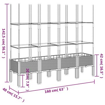 vidaXL Blumentopf Pflanzkübel mit Rankgitter Grau 160x40x142,5 cm PP (1 St)