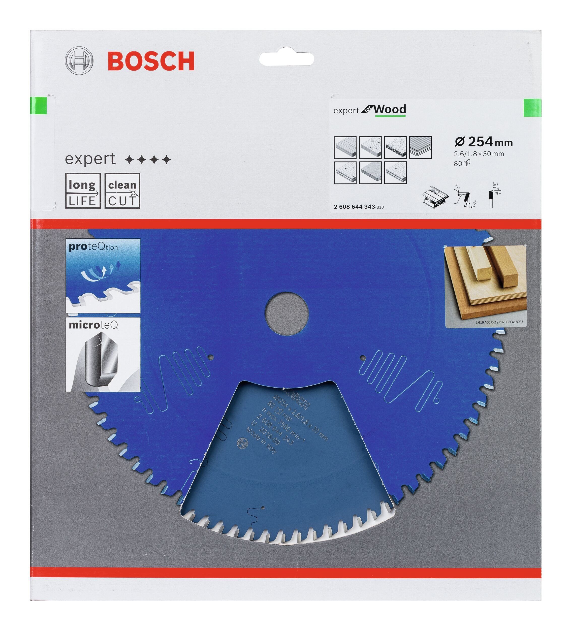 Thumbnail - BOSCH Kreissägeblatt, Expert for Wood, 254 x 30 x 2,6 mm, 80 Zähne