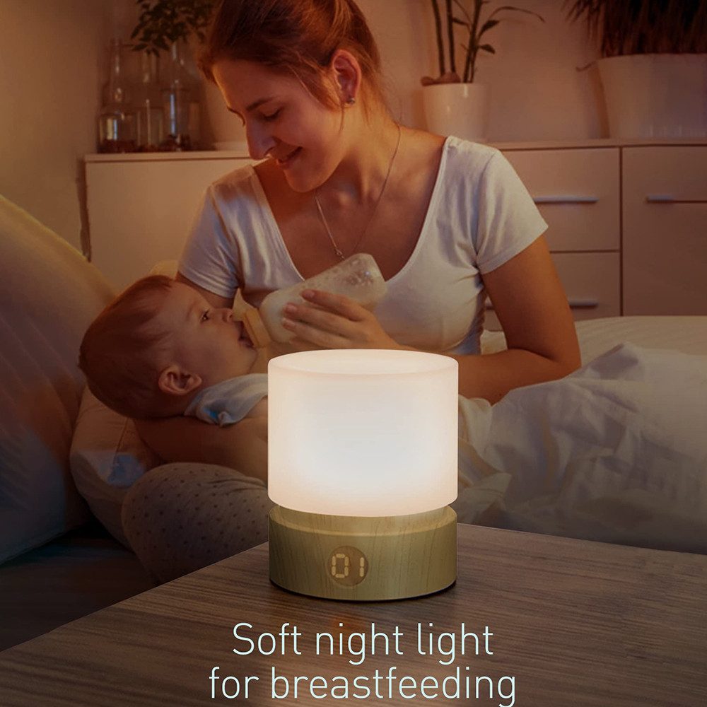 BlingBin LED Nachttischlampe Nachtlicht Dimmbar LED-Schlafzimmerlampe, Tischlampe, Baby Stilllicht, Einschlafhilfe-Nachttischlampe, LED fest integriert, Warmweiß, Schreibtischlampe für Flur, Schlafzimmer