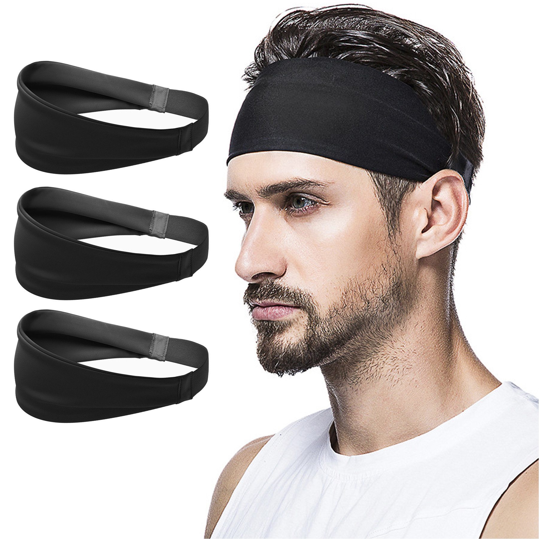 Mutig Stirnband Sport Stirnbänder für Damen& Herren,Antibakterielles Schweißband Stirn (Elastische Haarband Breit) Elastisch rutschfest Haarband für Joggen,Laufen,Fitness,Yoga,Radfahren