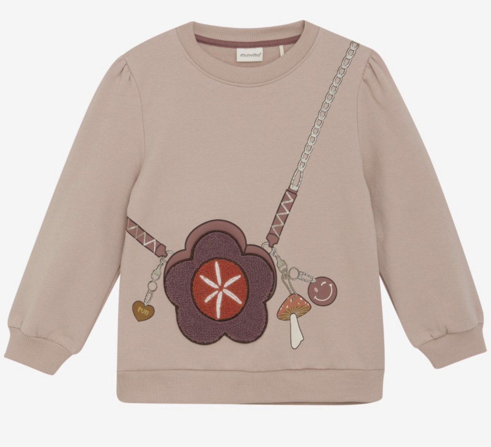 Sweater Minymo Mädchen Sweatshirt mit Blumenmotiv & Kettenprint