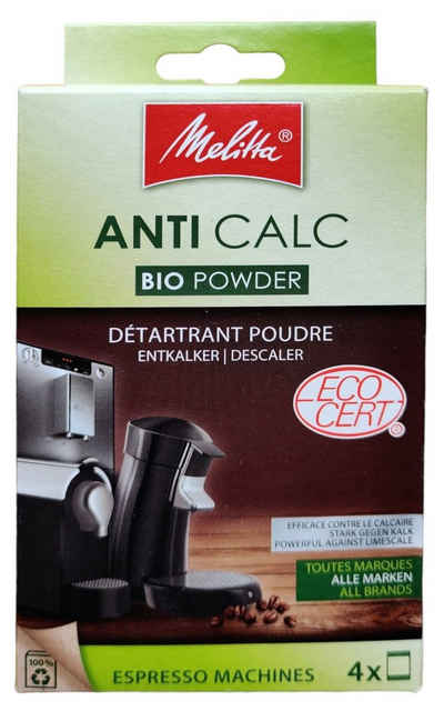 Melitta Melitta Anti Calc Bio Powder Entkalker 4x40 g Entkalkerpulver AntiCalc Entkalker (Packung, [1-St. 1 Packung mit 4 Einzelportionsbeuteln)