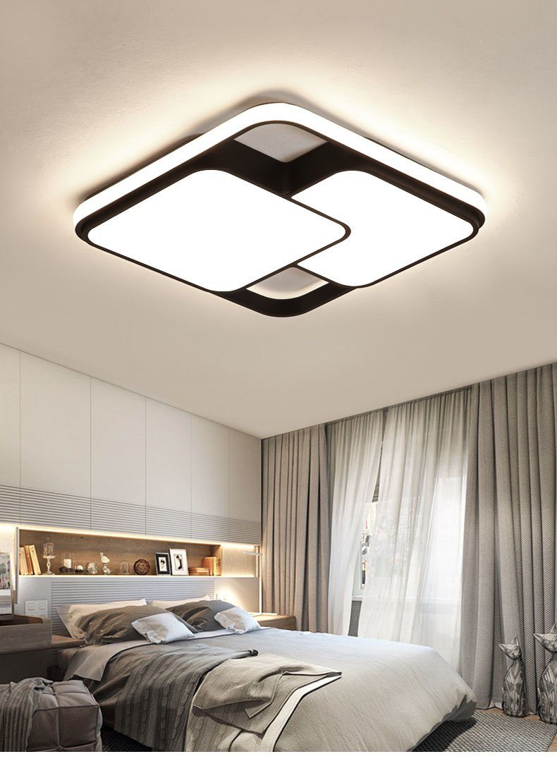 Deckenleuchten stufenlos integriert, LED dimmbar mit Daskoo 38W Schwarz Dimmbar, Warmweiß, fest LED Quadrat Deckenleuchte Deckenlampe Neutralweiß, LED Fernbedienung Kaltweiß,