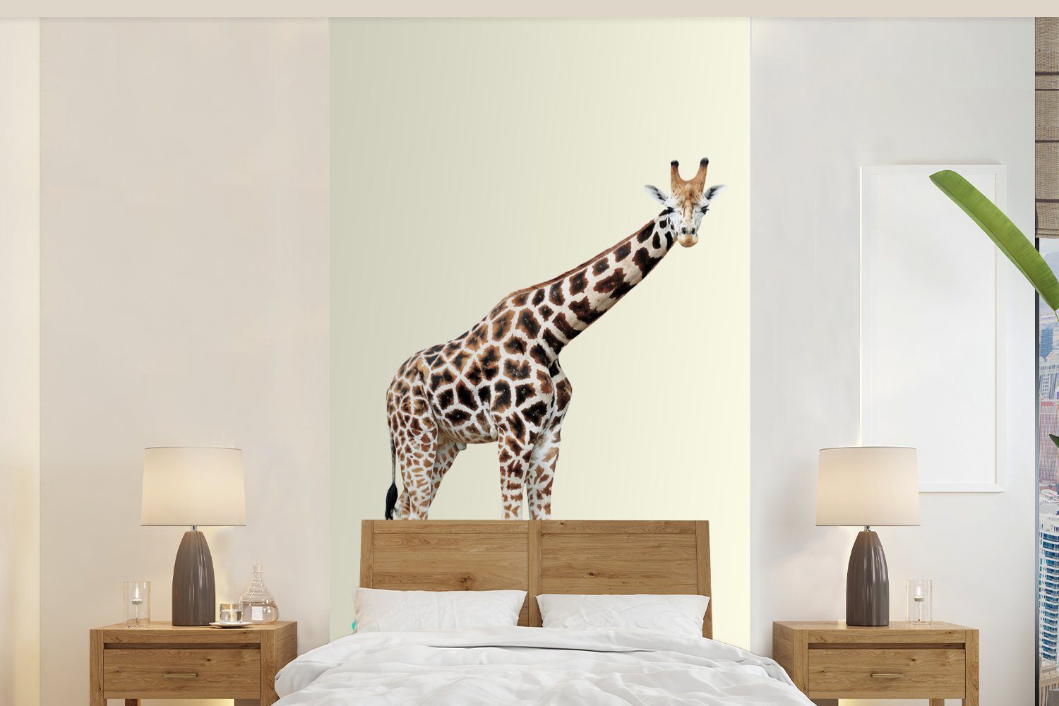 MuchoWow Fototapete Giraffe - Muster - Skateboard - Rosa - Tiere, Matt, bedruckt, (2 St), Vliestapete für Wohnzimmer Schlafzimmer Küche, Fototapete