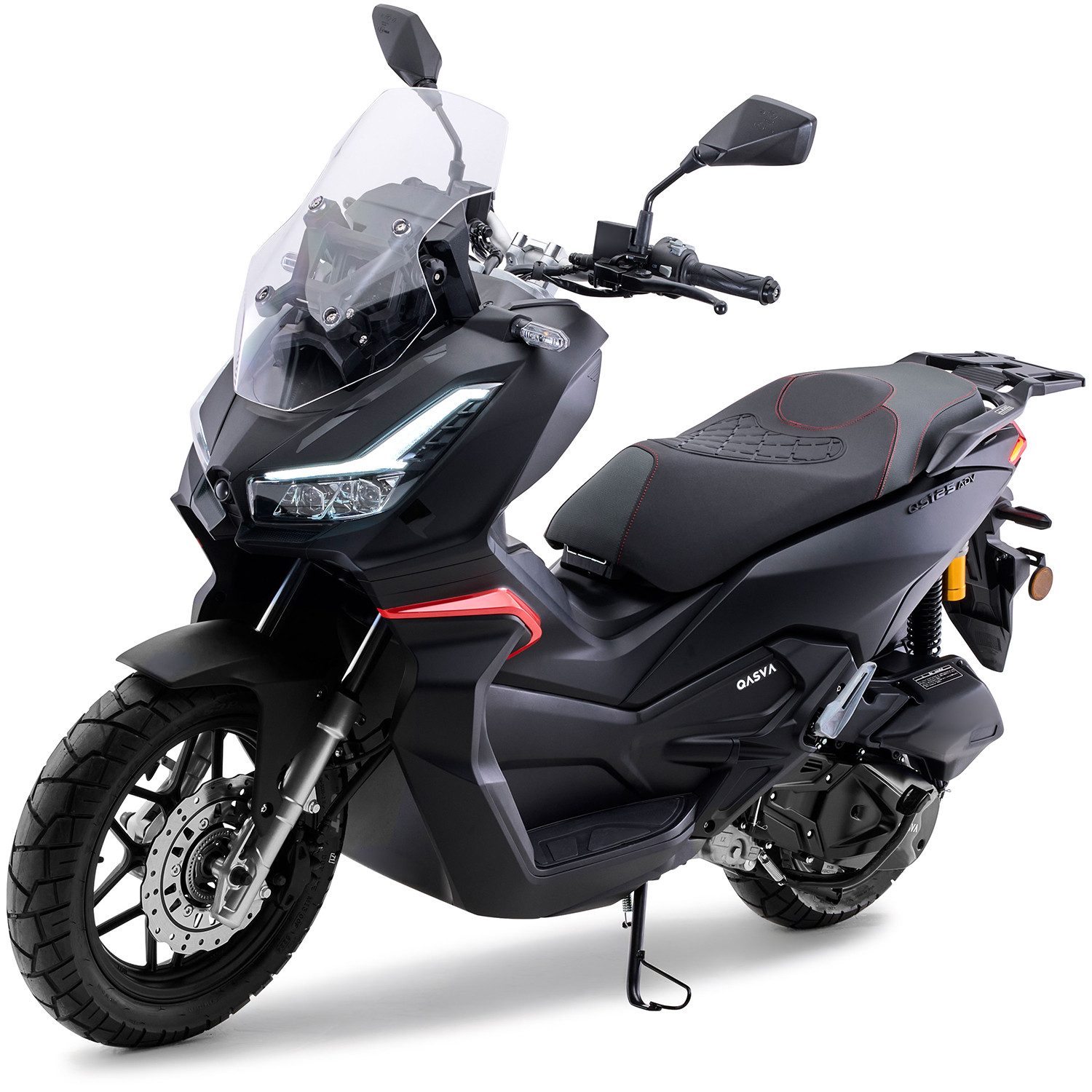 Burnout Motorroller QS125 ADV Roller Mattschwarz, 125 ccm, 90 km/h, Euro 5+, 8,5 kW, CBS, Keyless Go, LED, Euro 5+
