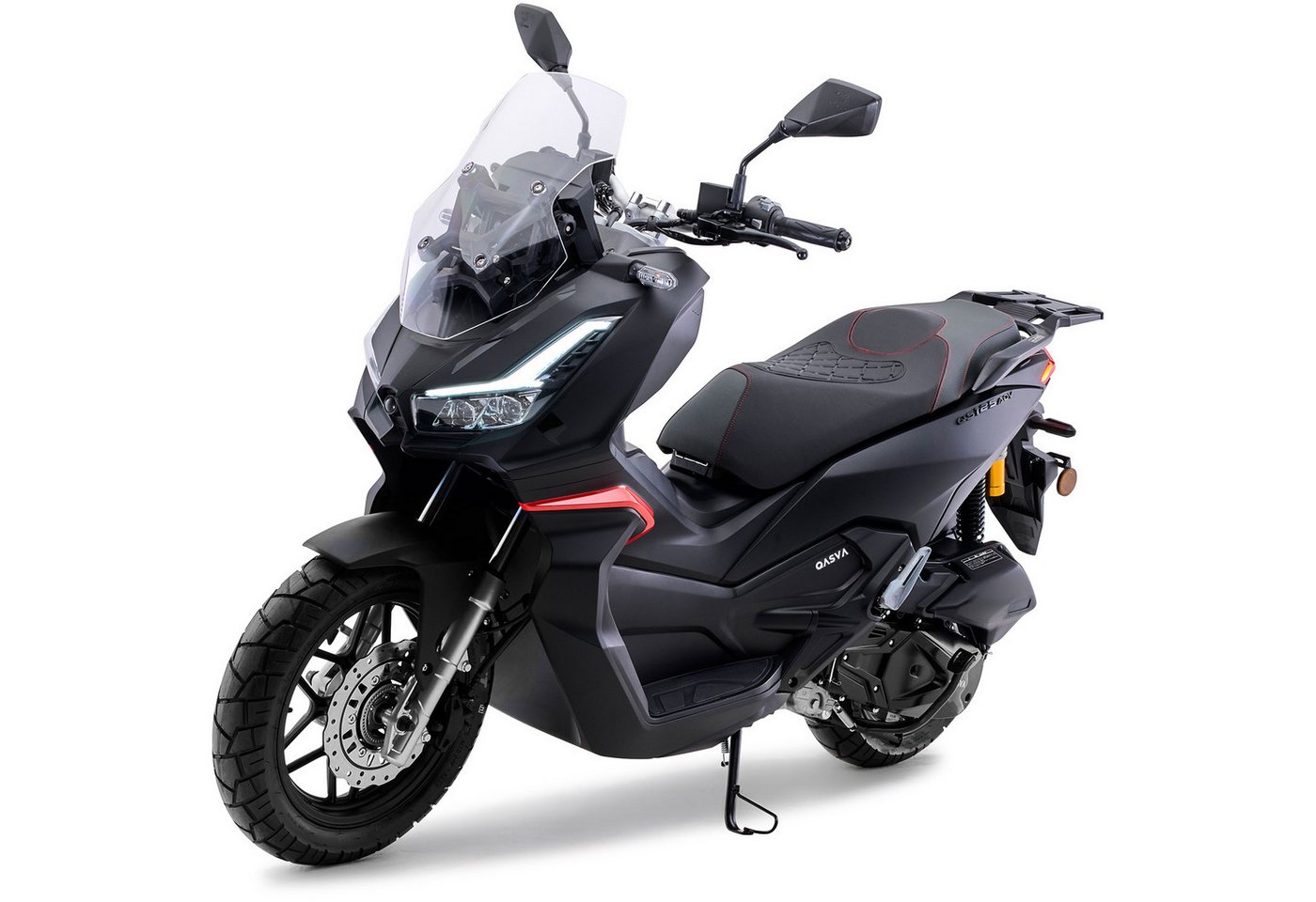 Burnout Motorroller QS125 ADV Roller Mattschwarz, 125 ccm, 90 km/h, Euro 5+, 8,5 kW, CBS, Keyless Go, LED, Euro 5+