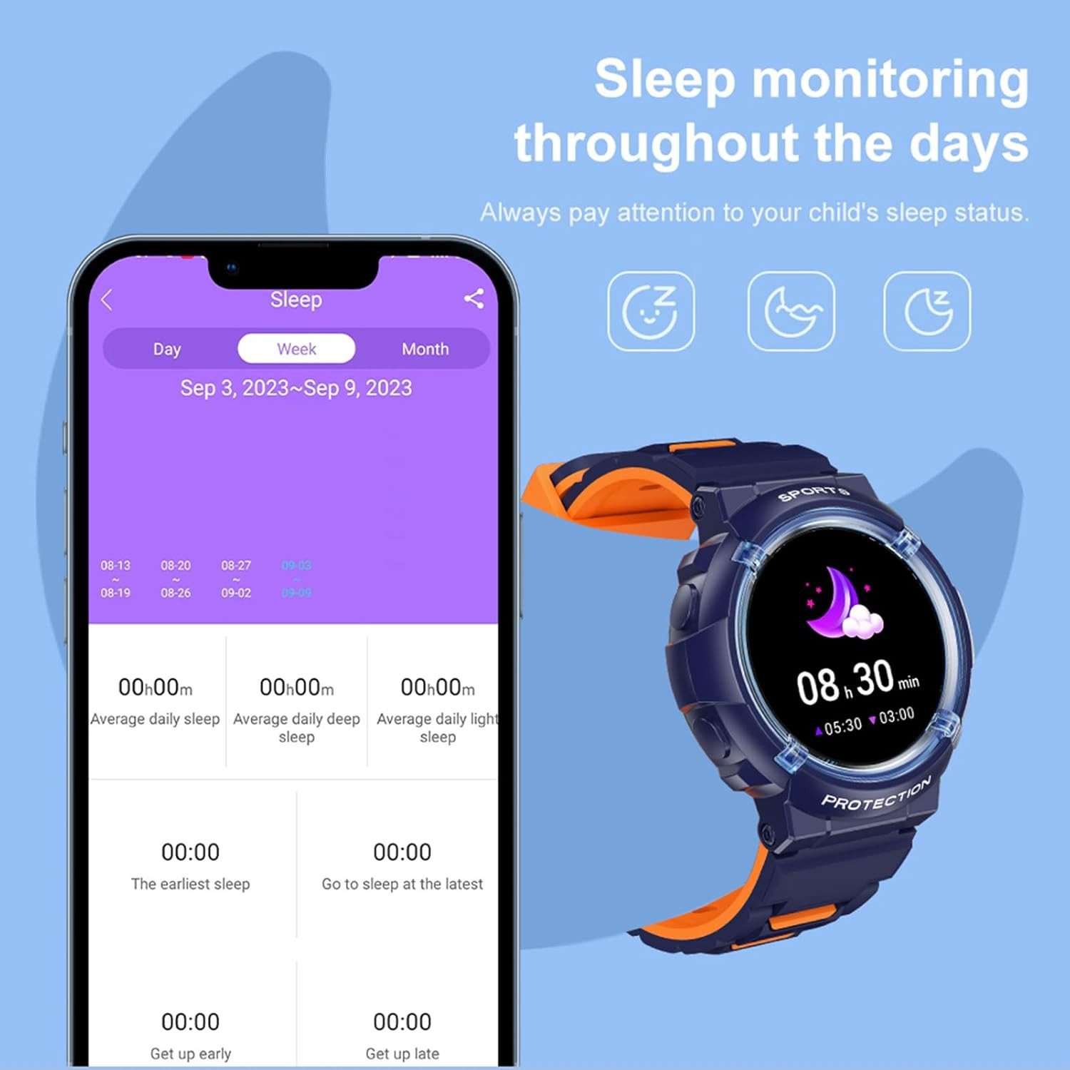 findtime FSHTWY19Blue Smartwatch (2,5 cm, sim-karte), Kinder Smartwatch mit Runddisplay für Gesundheit Bewegung