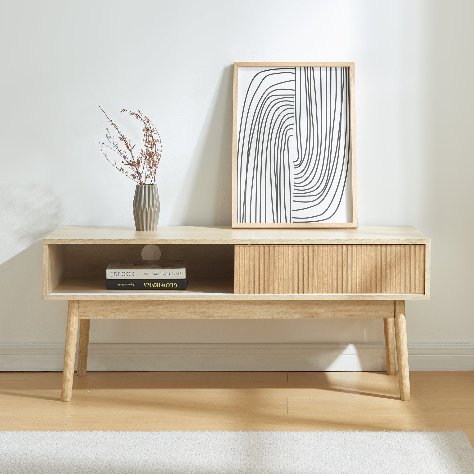 en.casa TV-Schrank »Landskrona« 115x40x48 cm mit zwei Schiebetüren Eicheoptik