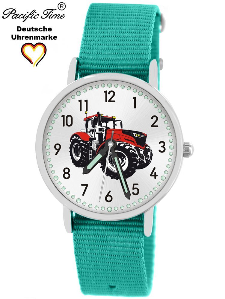 und Match Time Armbanduhr Traktor türkis Pacific rot Design Quarzuhr Mix Versand Wechselarmband, - Kinder Gratis