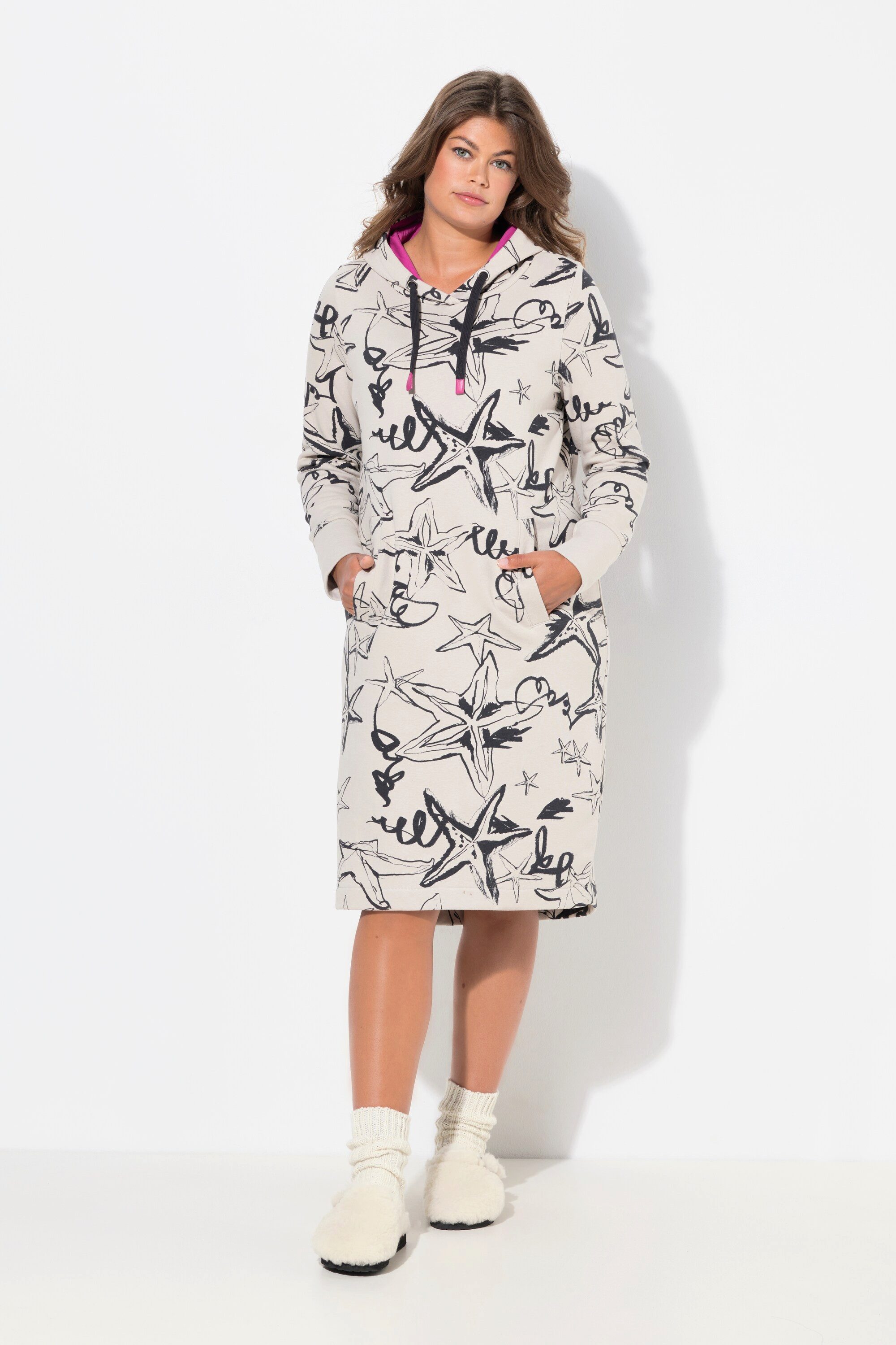 Jerseykleid Sweatkleid Kapuze Langarm OEKO-TEX