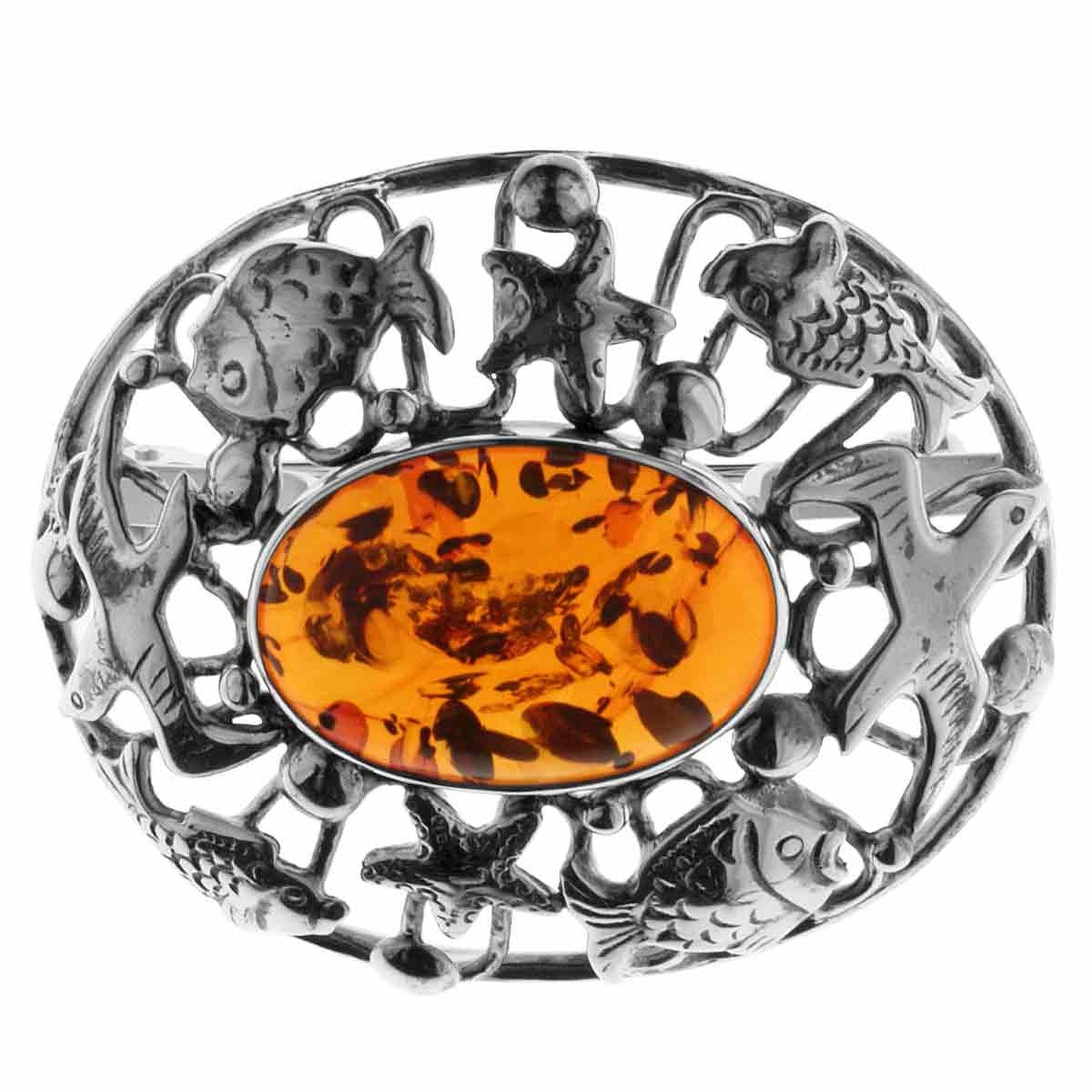 OSTSEE-SCHMUCK Brosche Ostsee-Schmuck Brosche Fischland 43x35 mm