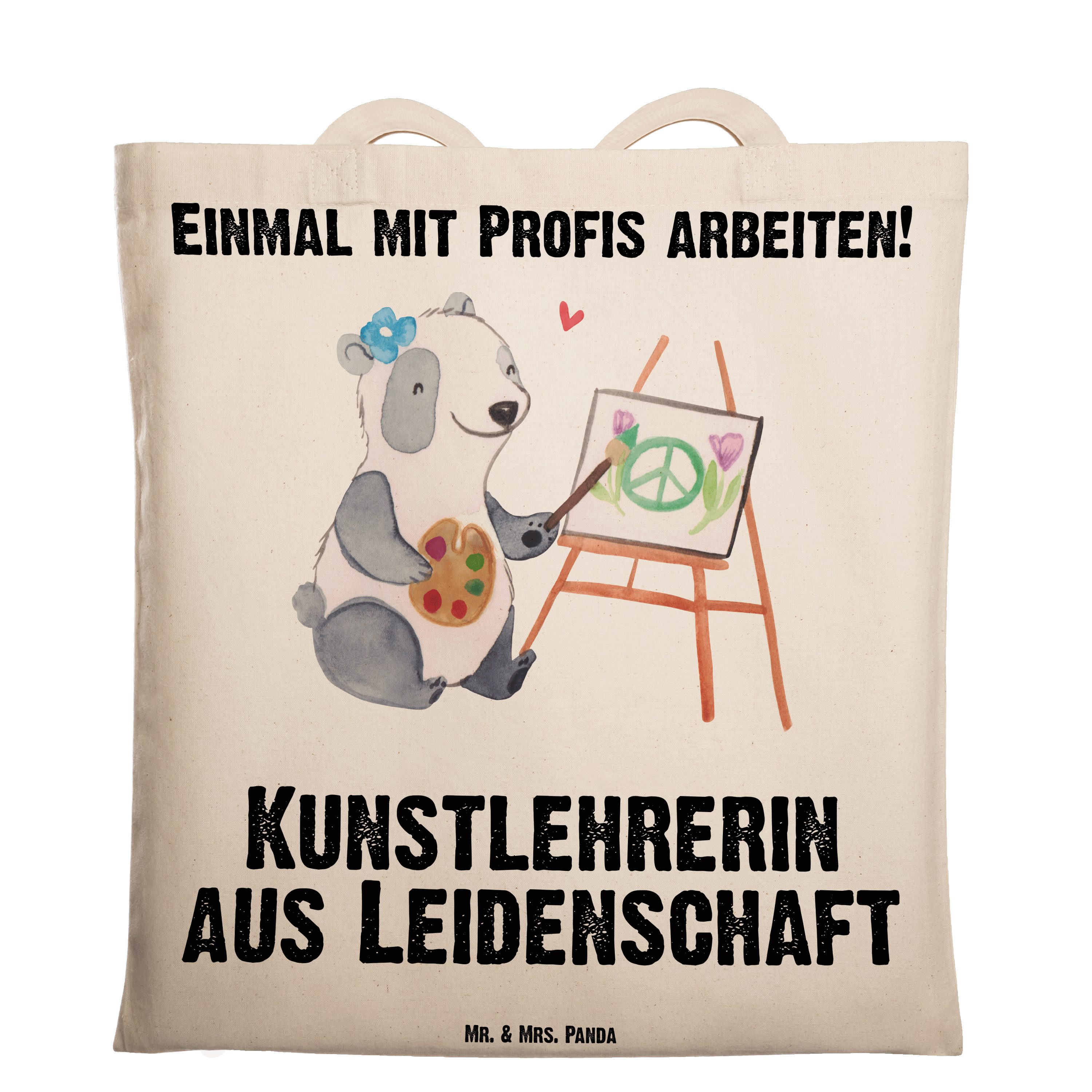 Kunstlehrerin Mrs. - (1-tlg) Geschenk, & Leidenschaft Transparent Tragetasche - Kunstschule, Panda Mr. aus