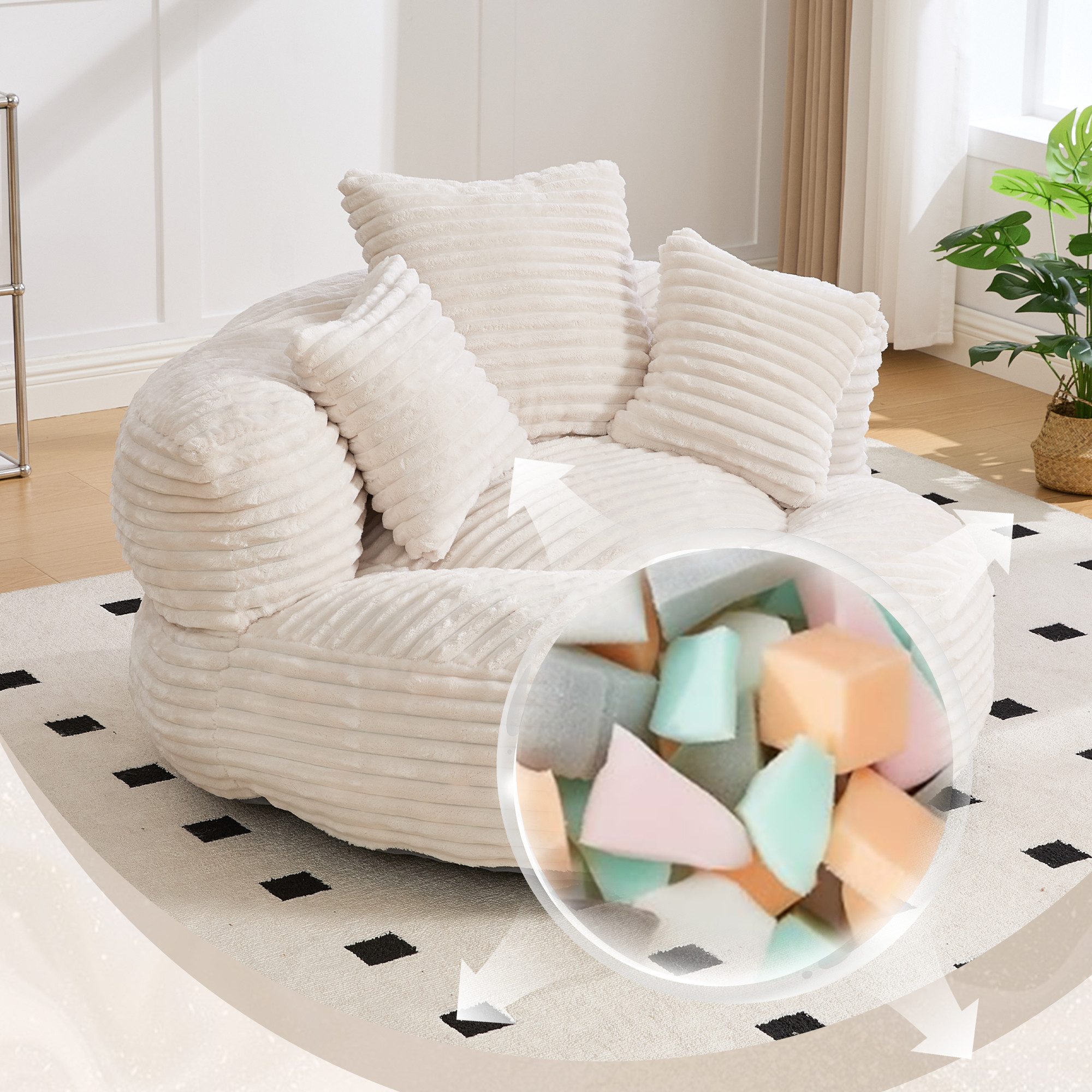 BlingBin Sitzsack Cordstoff-Sofa, Lazy Sofa (Sofa, 1 St., 108 x 108 x 52 cm günstig online kaufen