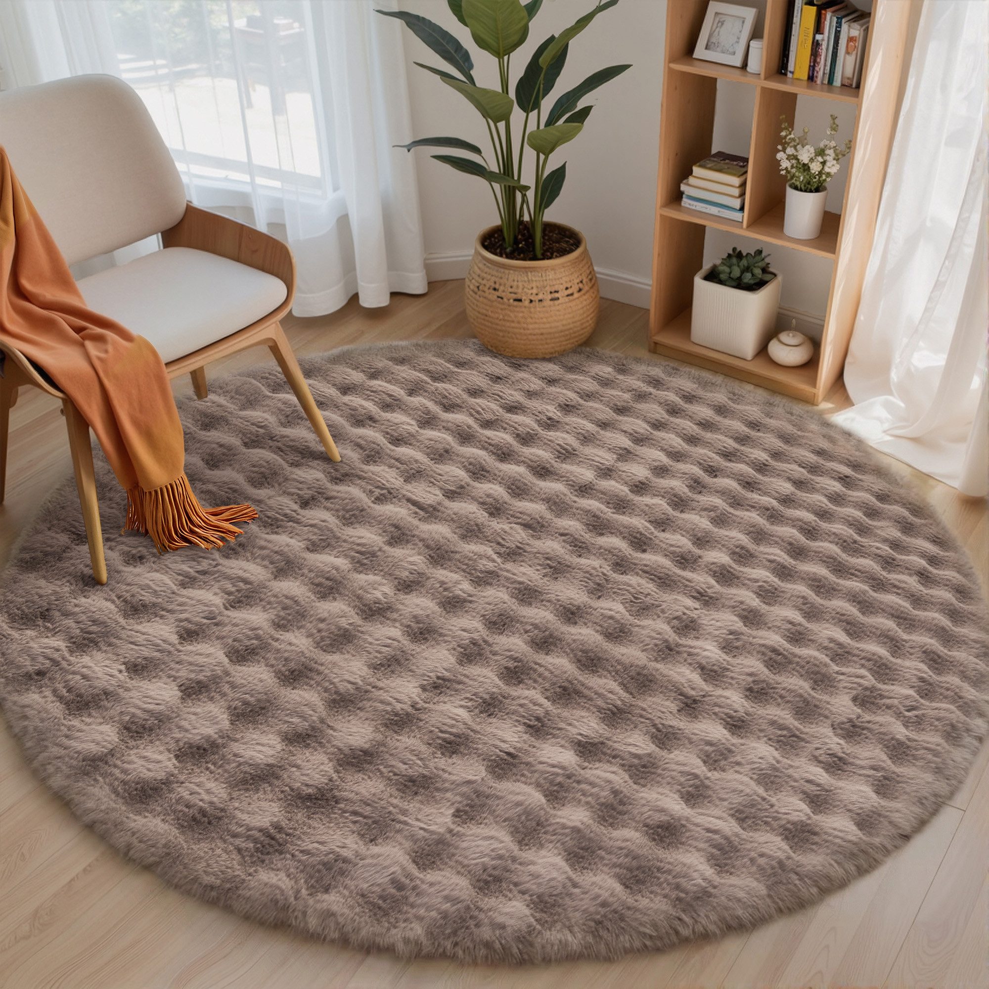 PURECOZY Hochflor-Teppich aus Mikrofaser, weich, rutschfest & maschinenwaschbar, Quadratisch, Höhe: 23 mm, geeignet für verschiedene Innenräume