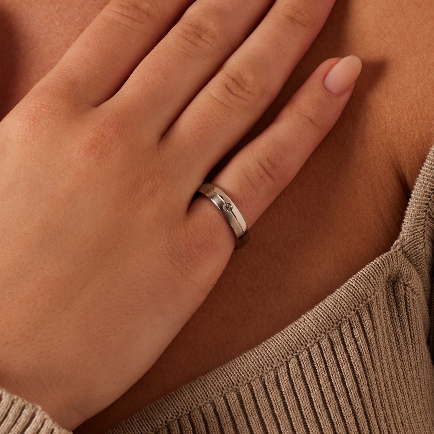 LUCARDI Partnerring Freundschaftsring - Stahl - Silber - Zirkonia - Damen – Bild 2 von 3