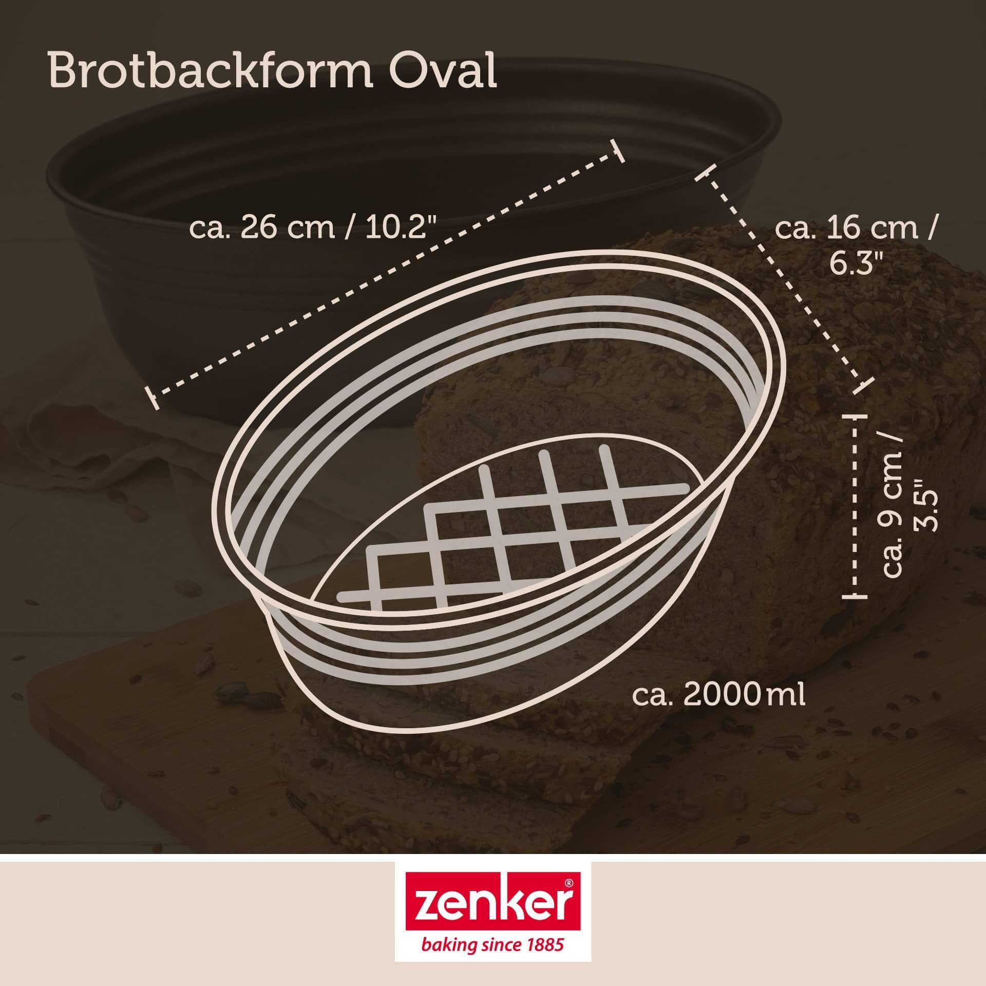 Zenker Brotbackform Brotlaibform oval antihaftbeschichtet 26 x 16 x 9 cm – Bild 4 von 5