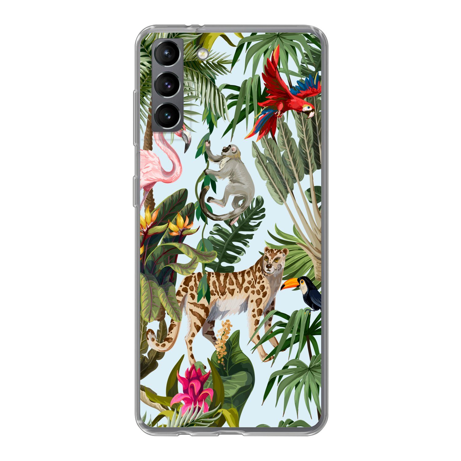 MuchoWow Handyhülle für Samsung Galaxy S21 Plus Dschungel - Tiere - Mädchen - Kinder - Jun, Phone Case, Silikon, Schutzhülle Dünn