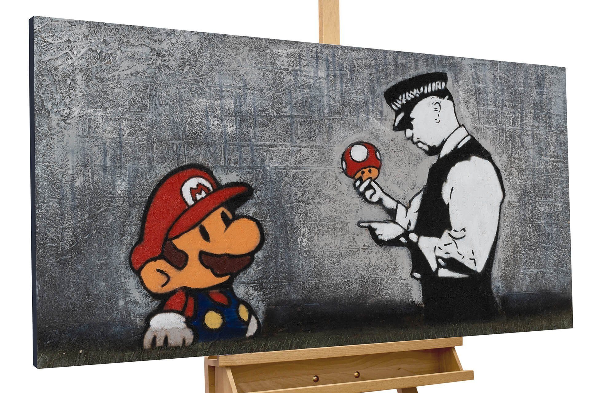 KUNSTLOFT Gemälde Banksy's Police Control 120x60 cm, Leinwandbild 100% HANDGEMALT Wandbild Wohnzimmer