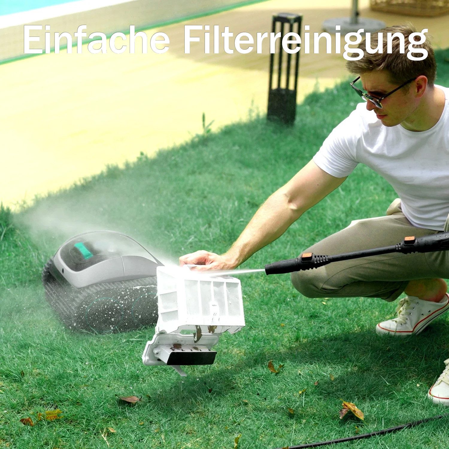 WYBOT Poolroboter C1 Pro Kabelloser Betrieb ideal für große Flächen