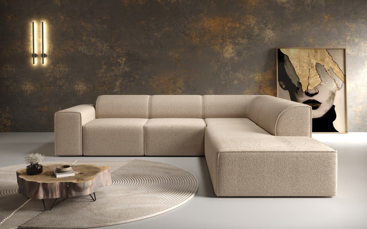 Luxusbetten24 Sofa Designer Sofa Idiola L, in Teddy Bouclé