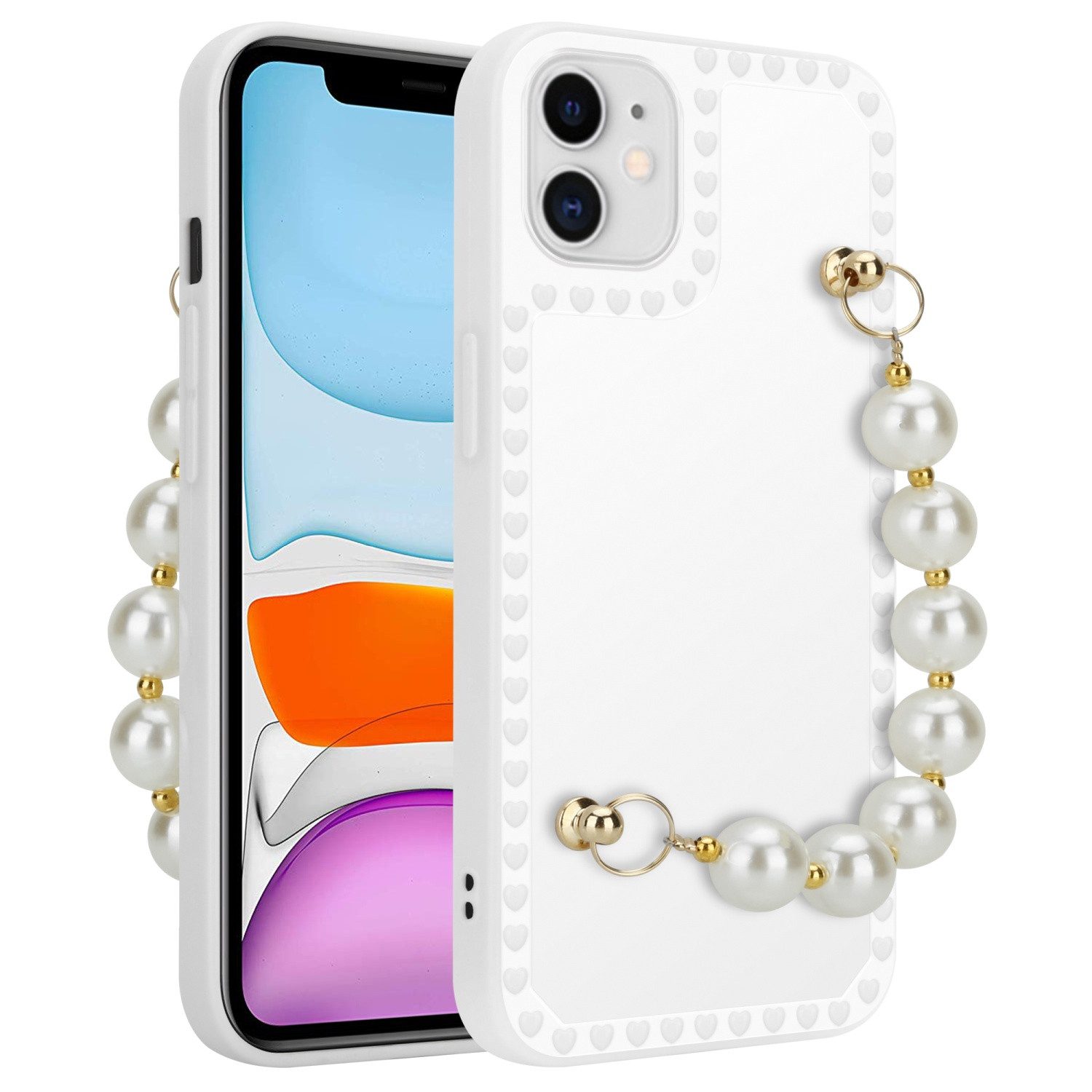 Cadorabo Handyhülle für iPhone 11 Hülle Apple iPhone 11, Schutzhülle - mit Handgelenk Kette - TPU Silikon - Bumper