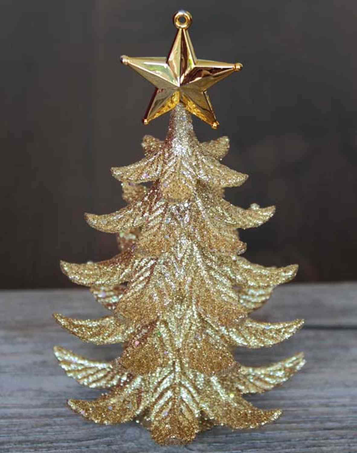 INNA-Glas Christbaumschmuck Tannenhänger RION mit Stern, Acryl, Glitzer, Gold, 12cm, Ø9cm