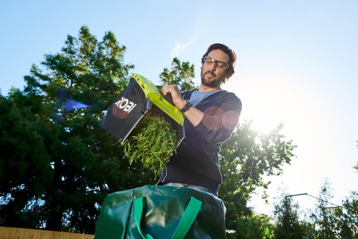 RYOBI Akku-Rasentrimmer 18 V ONE+ Garten Combo-Set Rasentrimmer + Rasenmäher + Akku & Ladegerä, (5 St)
