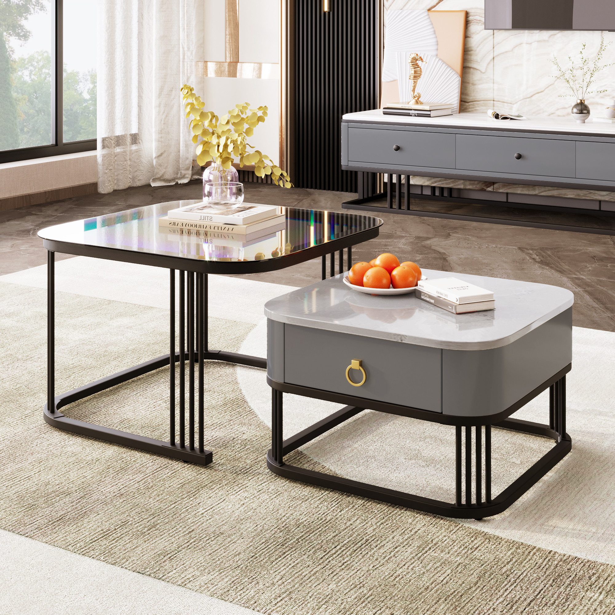 Refined Living Couchtisch Stapelbarer Couchtisch Wohnzimmertisch günstig online kaufen