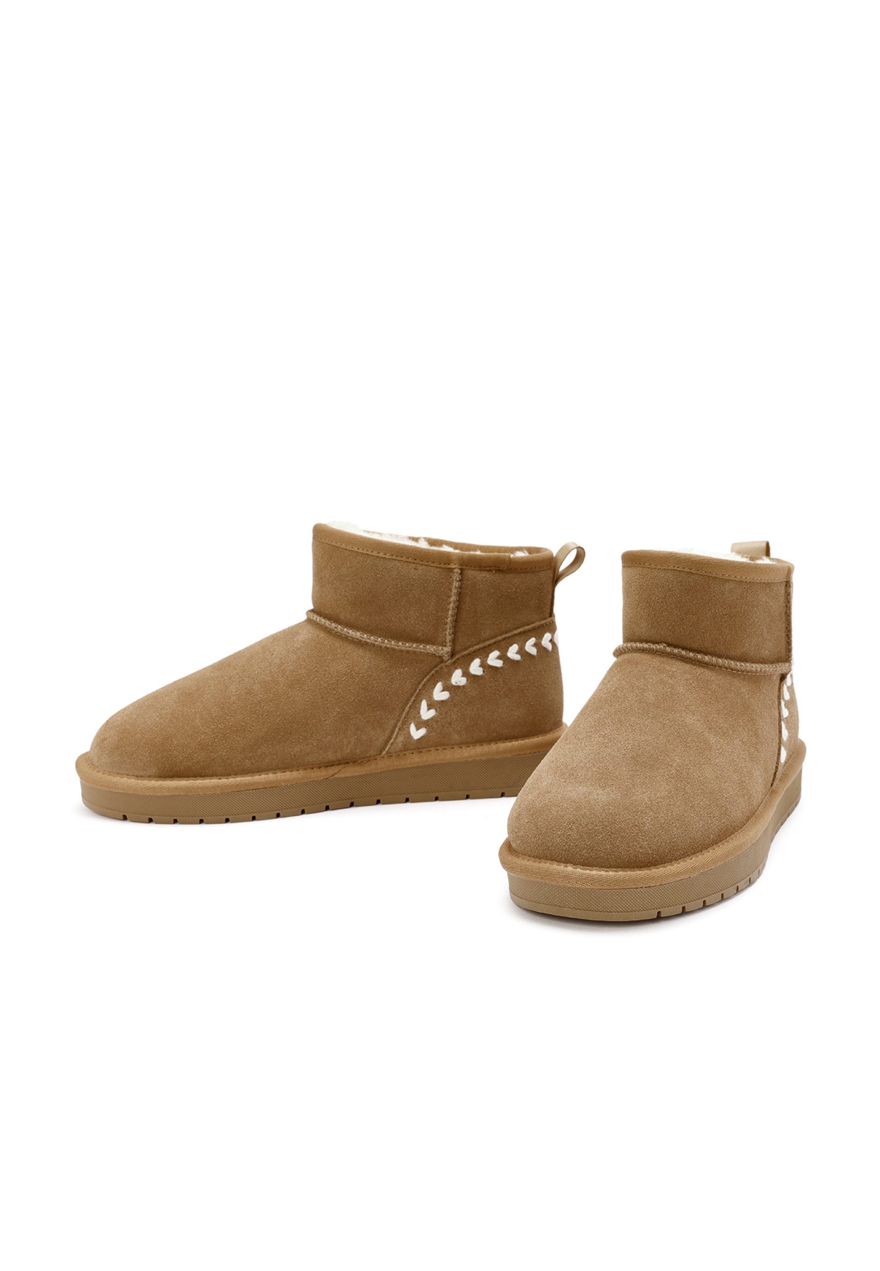Derimod Teddy-Stiefel aus Veloursleder Ankleboots Kunstfellfutter, TPU Sohle, Absatz 2,5 cm
