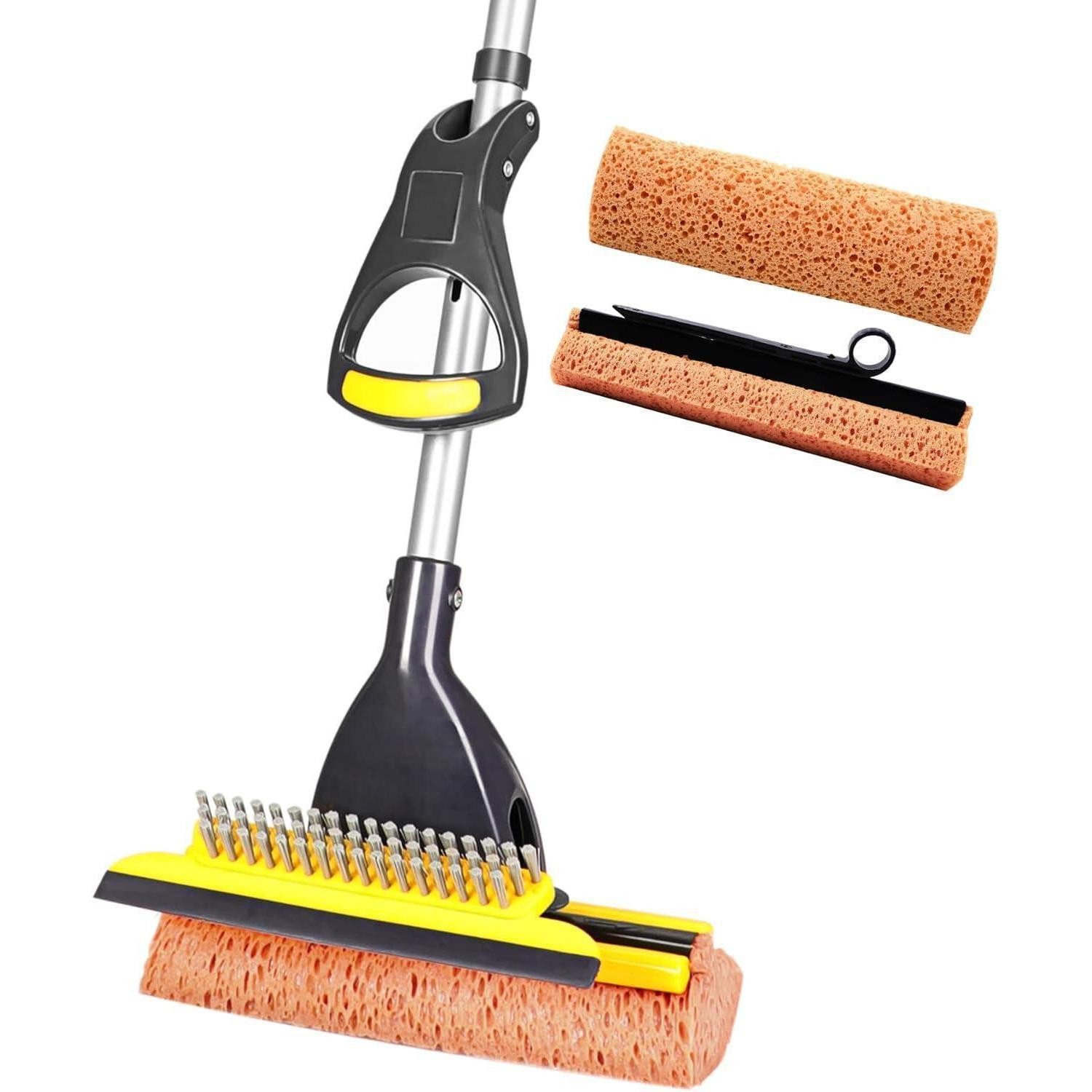 LuxusKollektion Wischmopp Schwamm Mopp Wabenschwamm 2 Schwammköpfe Rakel Teleskopgriff 107,8, (1-St)