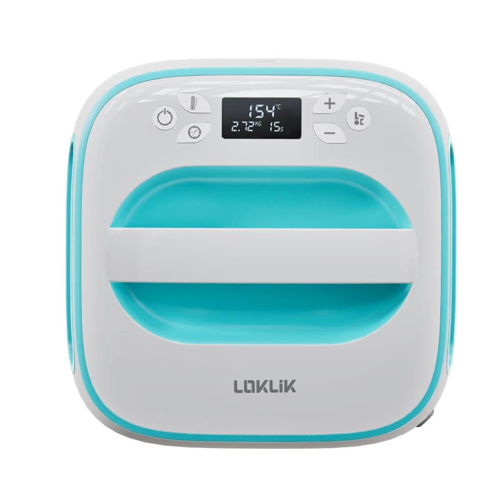 LOKLIK Reisebügeleisen Easy Heat Press, Transferpresse, 25,5 x 25,5 cm, Thermopresse, weiß, blau