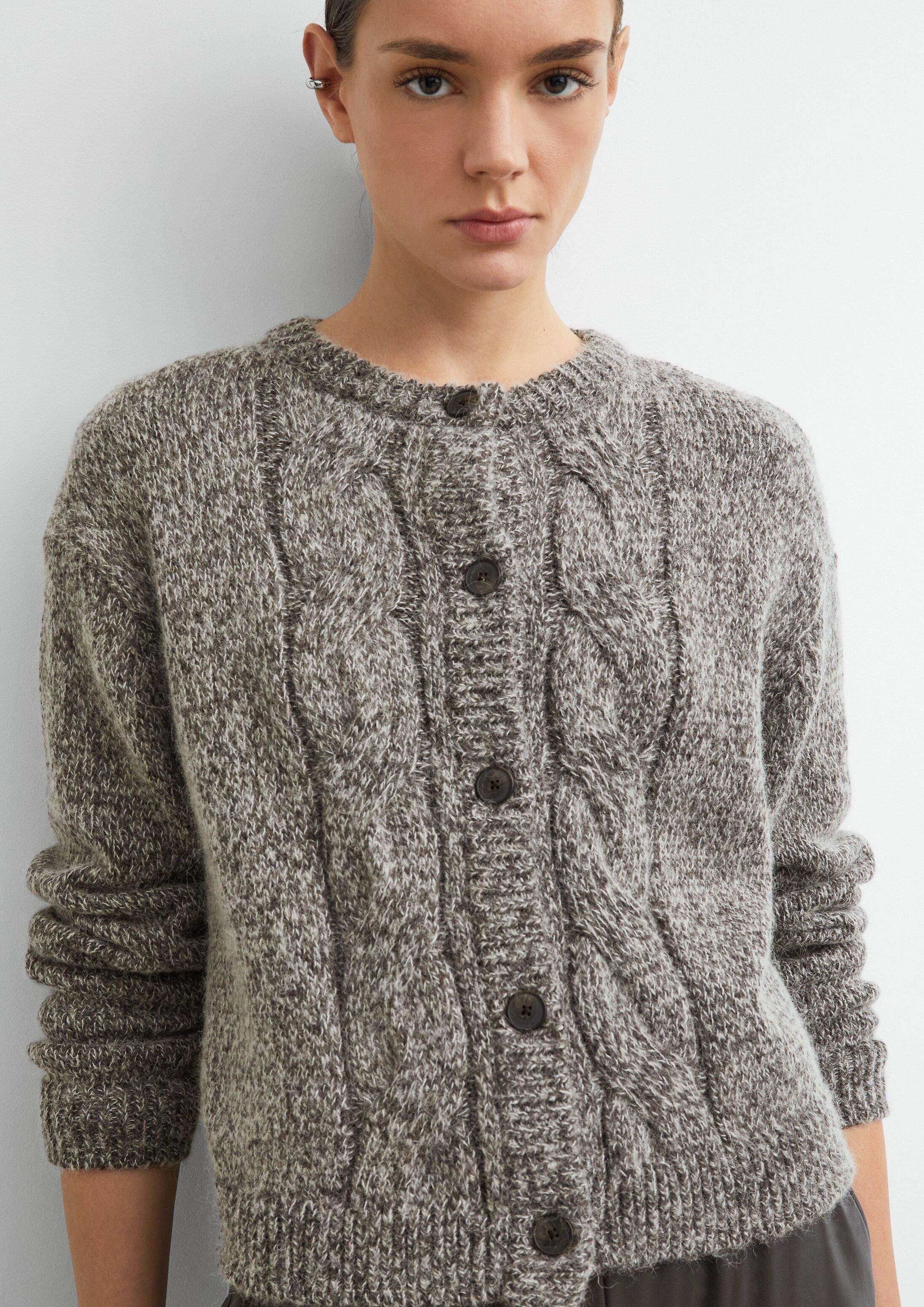 comma Cardigan Strickjacke Mouliné-Cardigan mit Zopfmuster – Bild 4 von 5