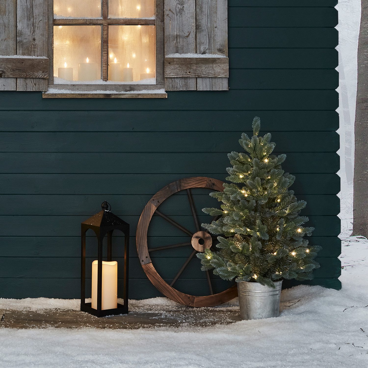 Lights4fun Künstlicher Weihnachtsbaum 90cm LED Weihnachtsbaum, Für den Innen- und Außenbereich geeignet