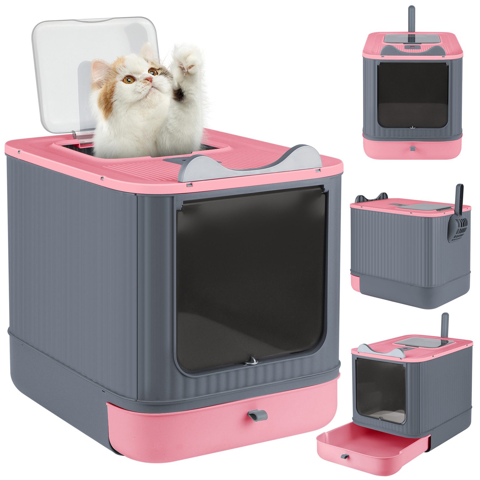 JEOBEST Katzentoilette Katzenklo mit Deckel Schaufel Aktivkohlefilter günstig online kaufen