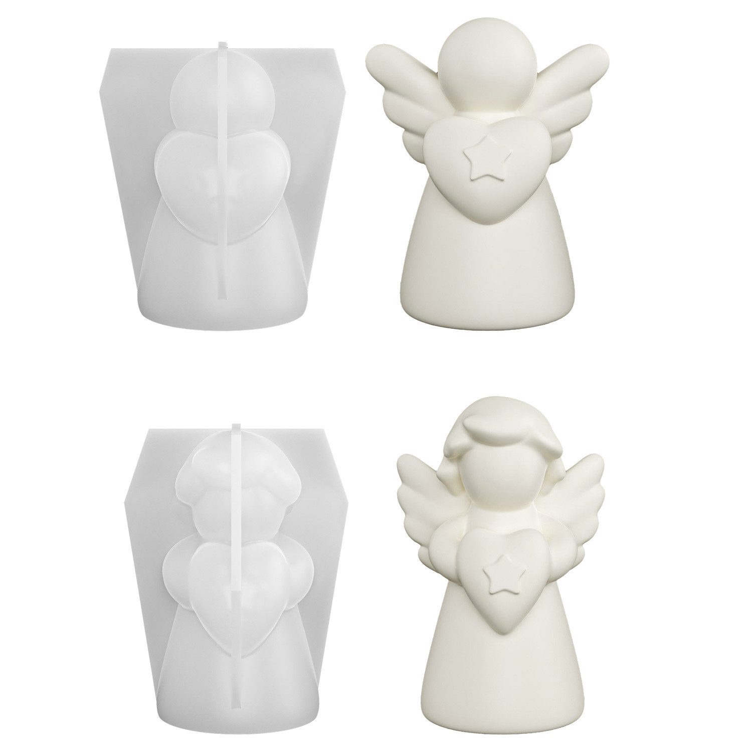 Zyronn Silikonform 2 Stück 3D Silikonform Engel Silikonform Weihnachten Gips, (2-tlg)