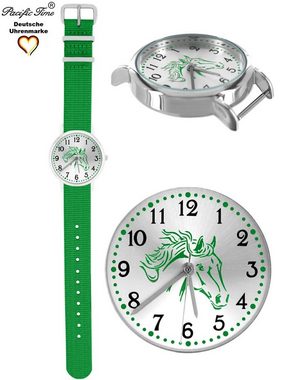 Pacific Time Quarzuhr Kinder Armbanduhr Pferd grün Wechselarmband, Mix und Match Design - Gratis Versand