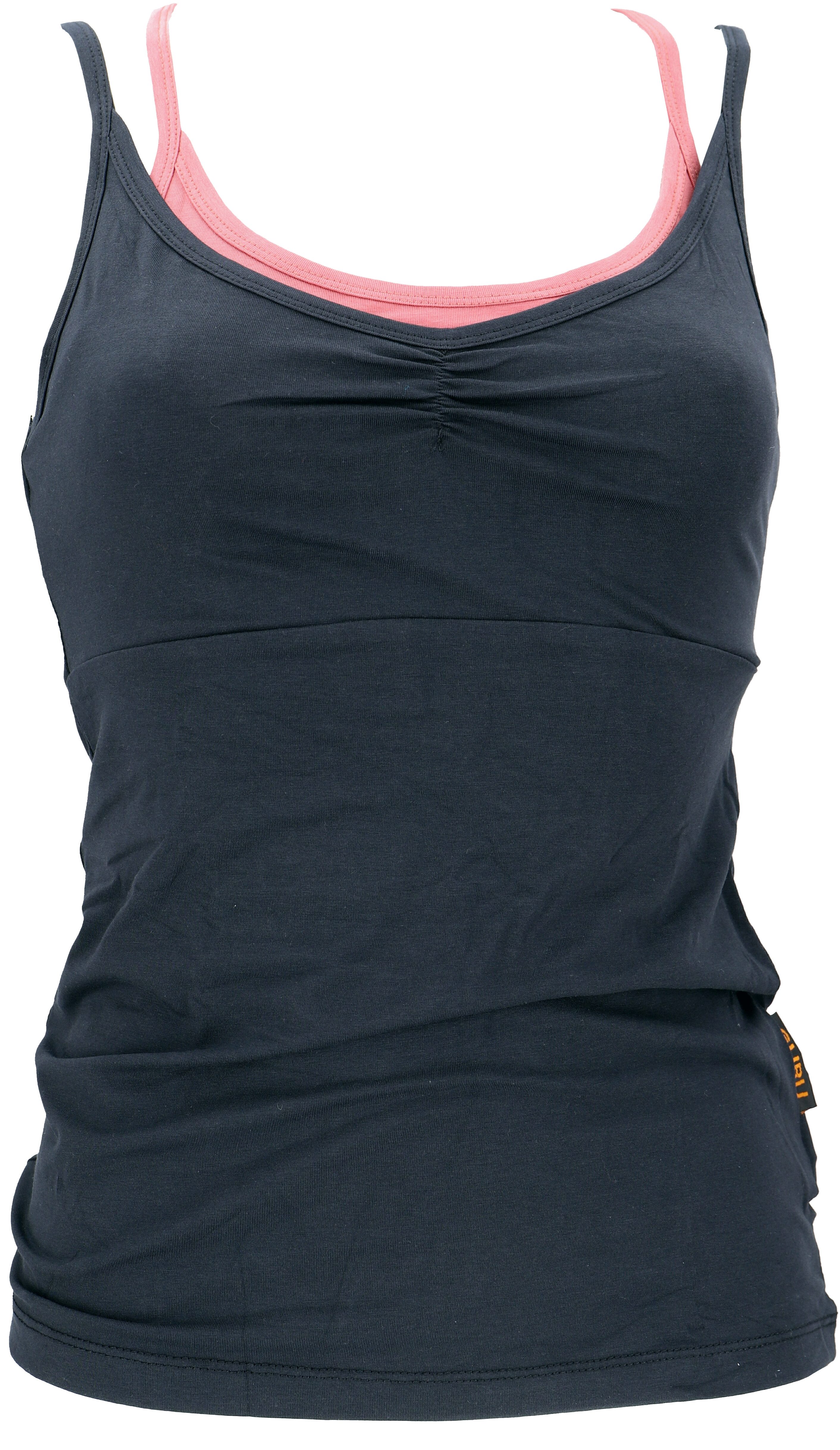 Guru-Shop T-Shirt Yoga-Top mit Bra aus Bio-Baumwolle OM - schwarz alternati günstig online kaufen