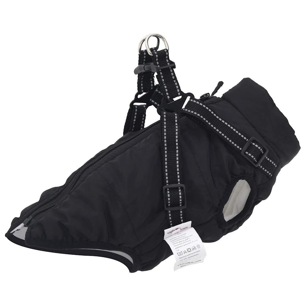 vidaXL Hundemantel l40 Hundemantel mit Geschirr Wasserdicht Reflektierend Schwarz 2XL