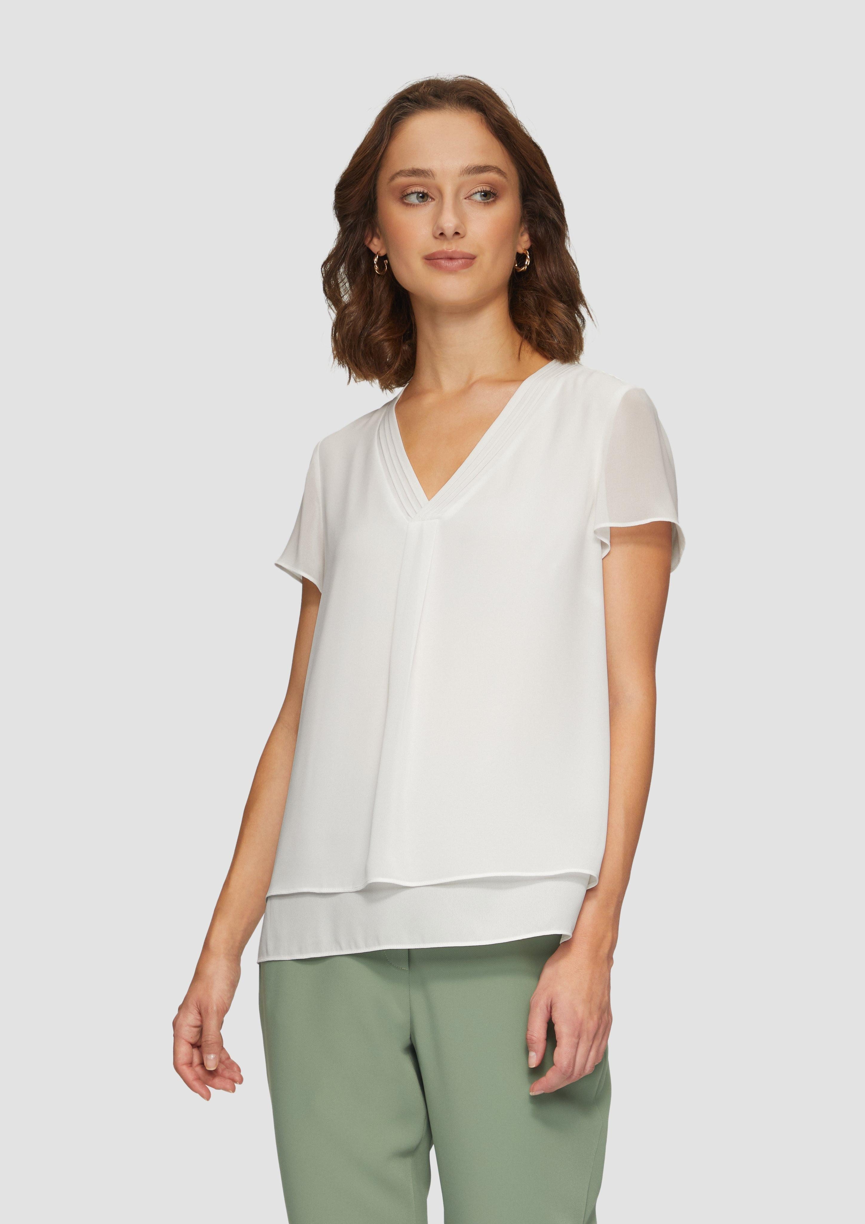 s.Oliver BLACK LABEL Shirtbluse, in Doppel-Layer-Optik und mit V-Ausschnitt günstig online kaufen
