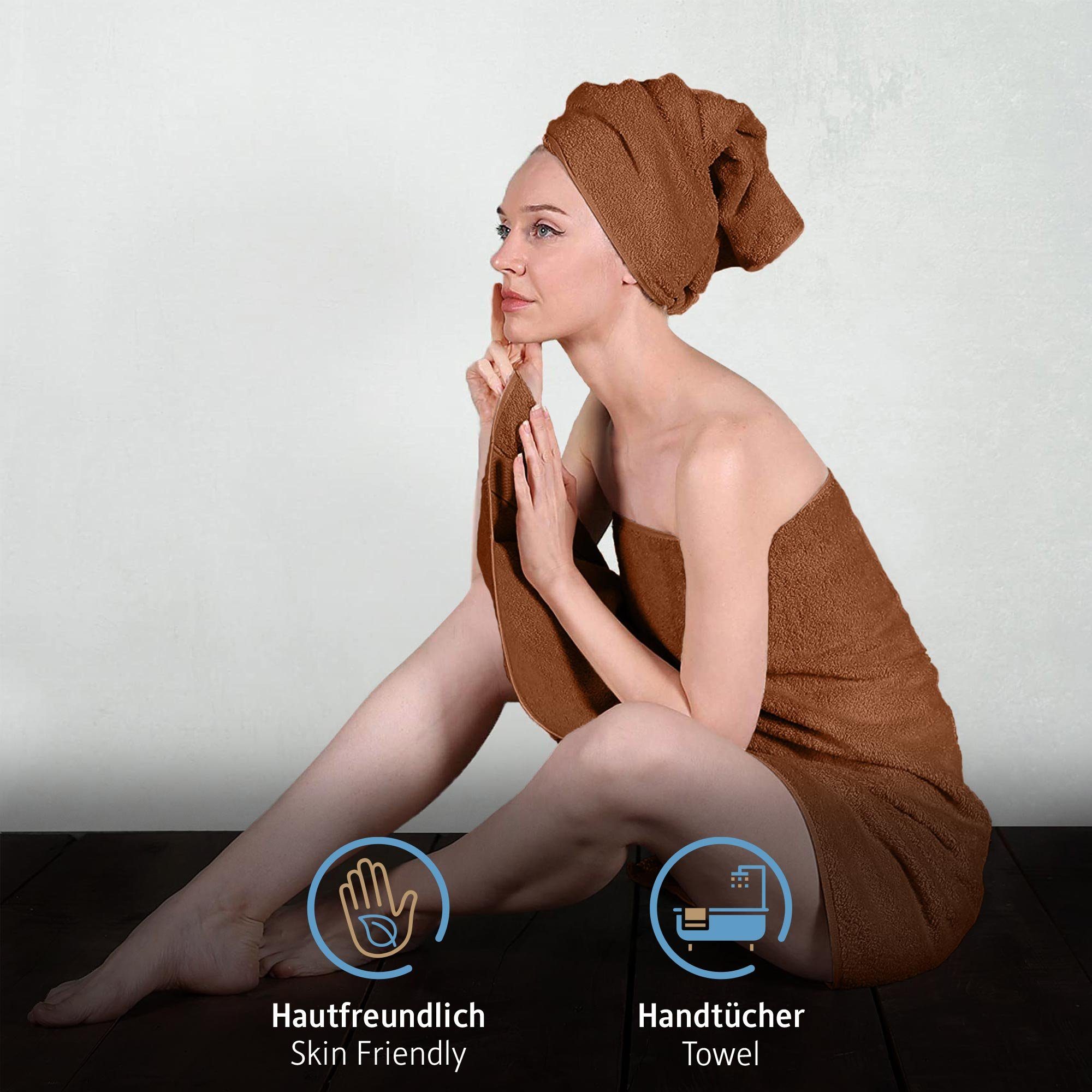 Komfortec Handtuch Set aus 100% Baumwolle, 4 Handtücher 50x100 cm und 4 Badetücher 70x140 cm, Frottee (Packung, 8-St), Duschtücher & Badehandtuch, Weich, Towel, – Bild 5 von 5