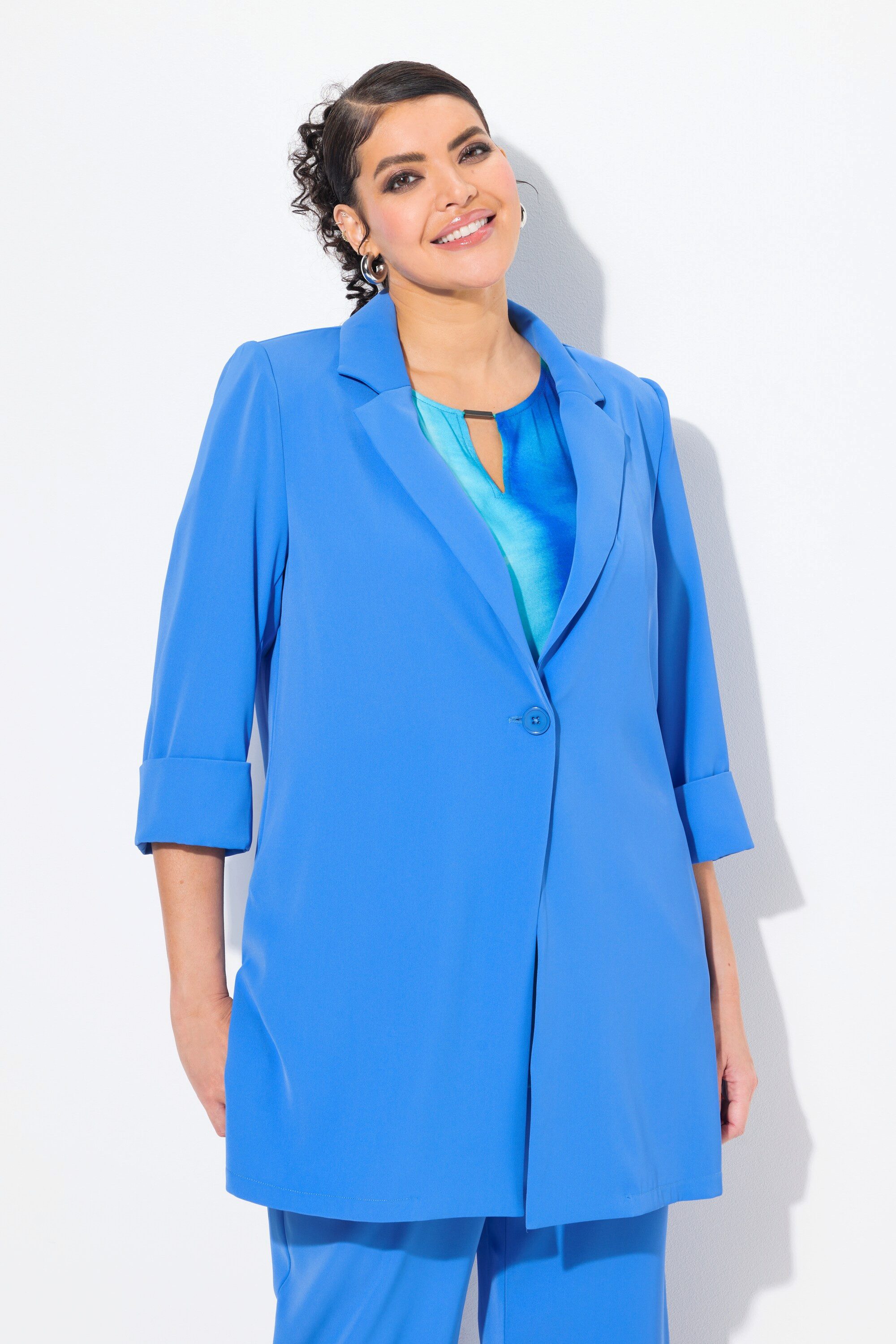 Ulla Popken Blusenblazer Blazer Reverskragen Knopfverschluss günstig online kaufen