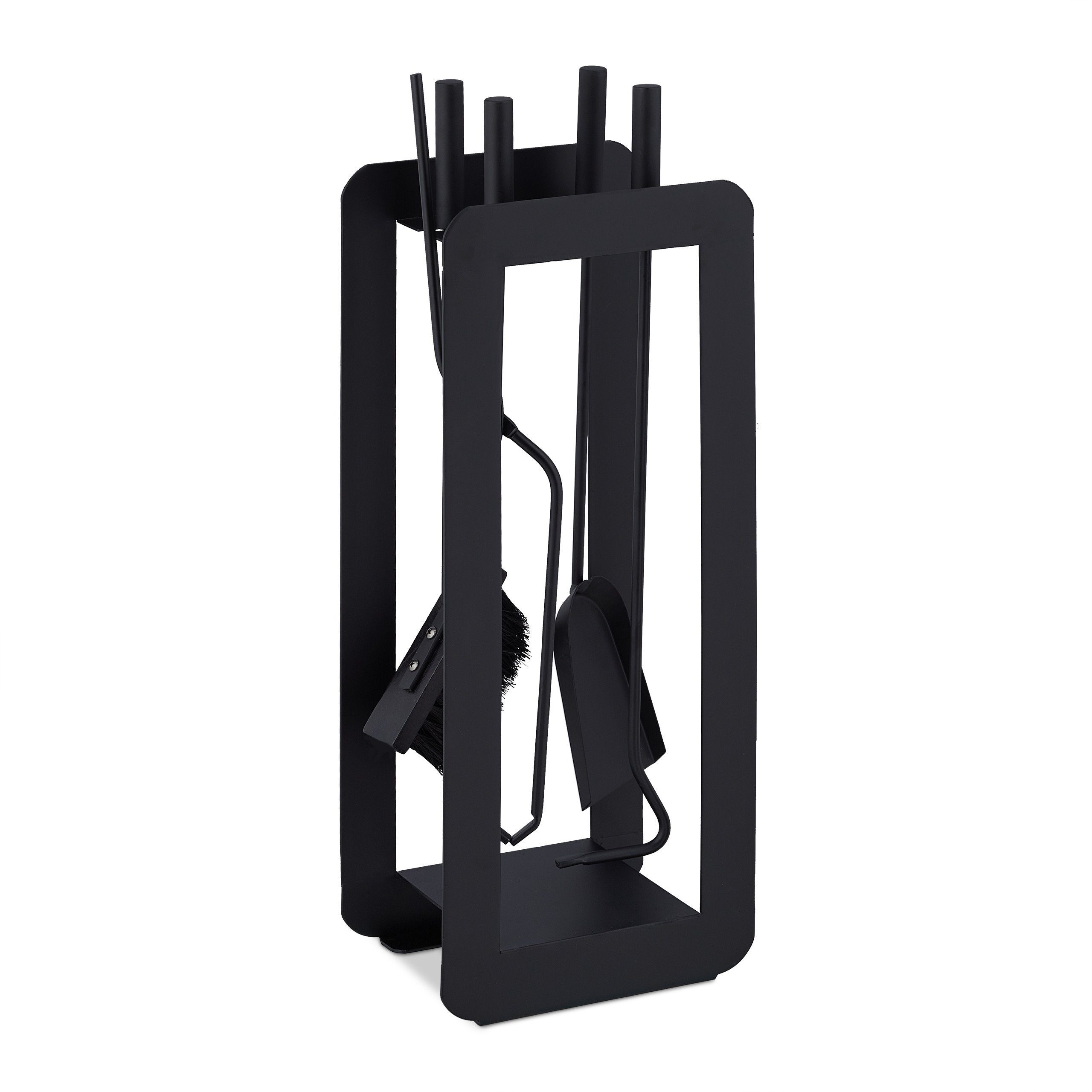 relaxdays Kamingarnitur 5-teiliges Kaminbesteck in Schwarz günstig online kaufen