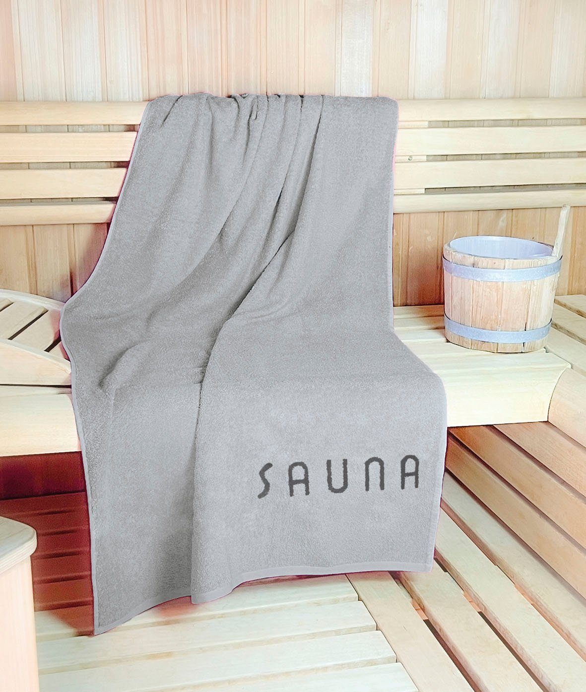KiNZLER Saunatuch Wellness, Sauna, Jacquard (1-St), leichte Qualität, verschiedenen Designs, auch als 2er Set
