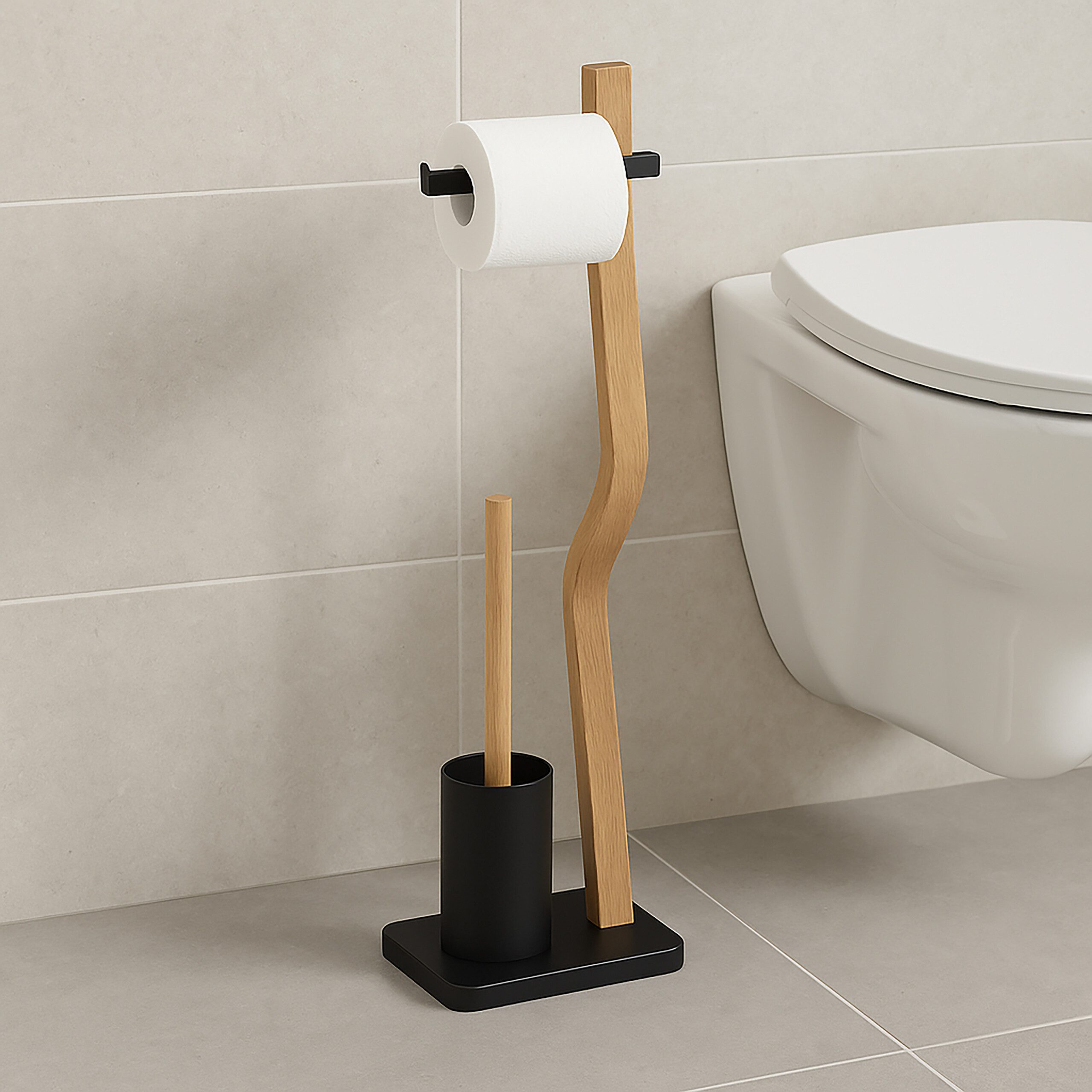 relaxdays WC-Garnitur Holz & Metall, schwarz günstig online kaufen