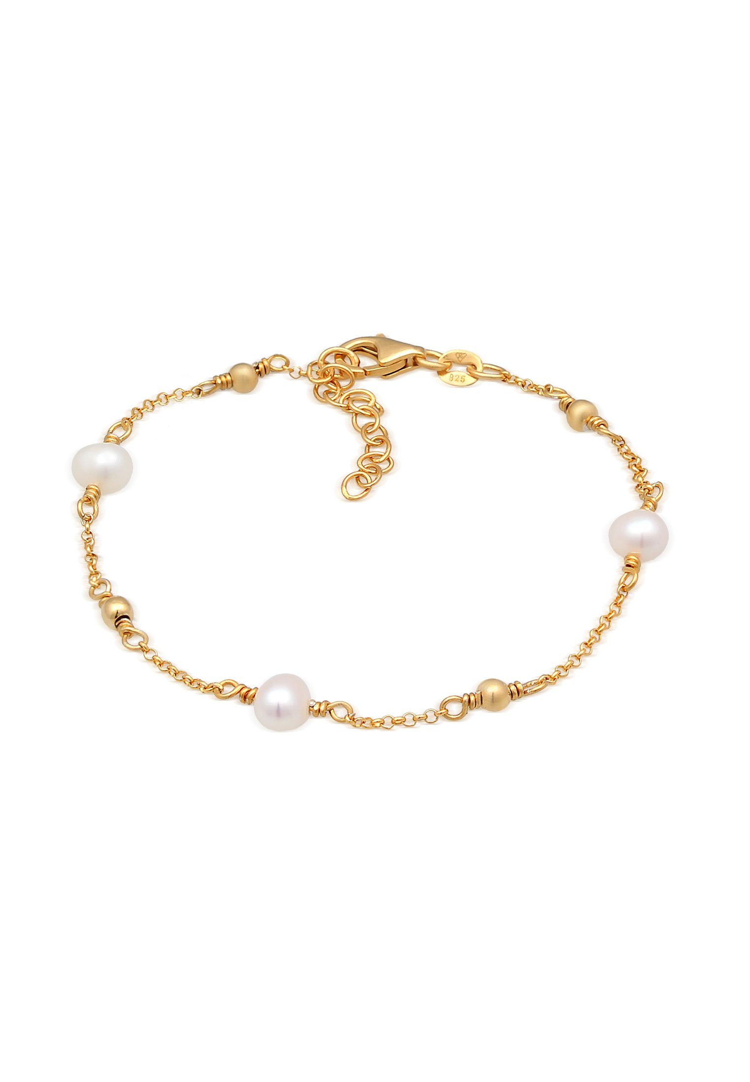 Elli Perlenarmband Erbskette Kugeln Süßwasserzuchtperle 925er Silber