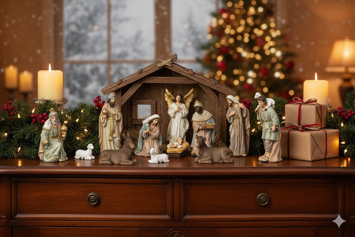 MF Krippenfigur Weihnachtskrippen Set Florentino 11tlg Krippenfiguren Polyresin (11 St)